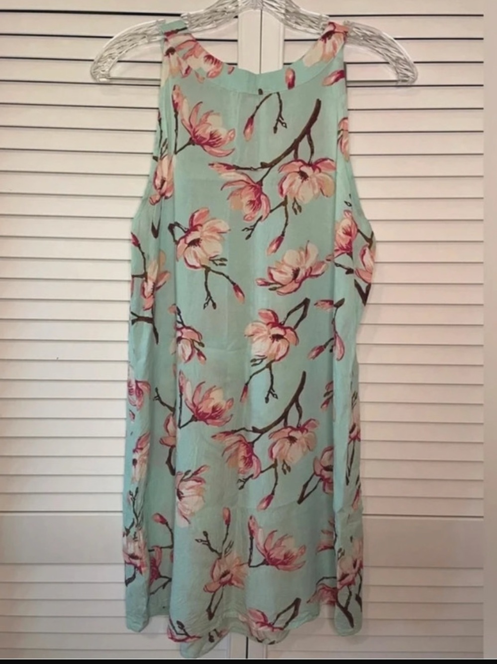 Charlie Paige Women's Sleeveless Halter Neck Mini Dress Blue Pink Floral Medium - Picture 6 of 9